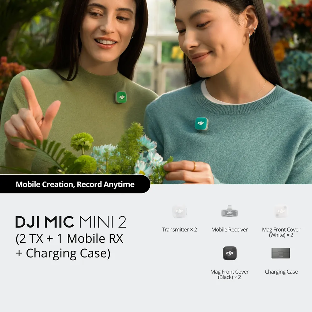 ميكروفون لاسلكي دي جي آي DJI Mic Mini 2 للهواتف مع حافظة شحن (مرسلين + مستقبل محمول) — 2