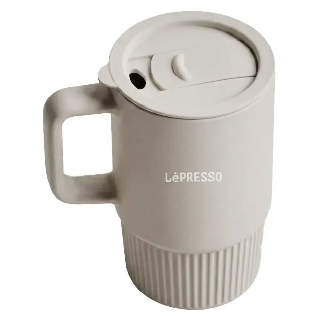 LePresso Gripor Porcelain Suction Cup with Cup Lid 400ml-Gray — 2