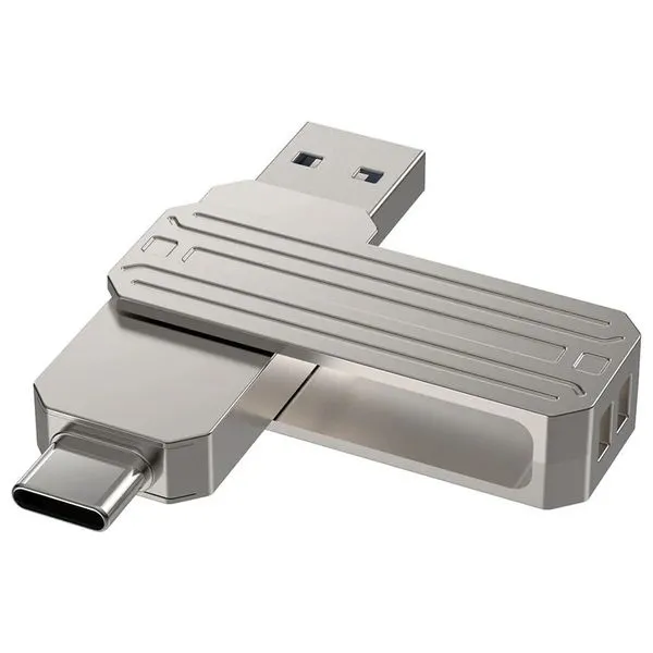 WiWU 2in1 USB3.2 Flash Drive 128GB-Silver — 2