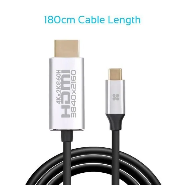 Promate Cable USB-C to HDMI 1.8M-60H-Gray — 2
