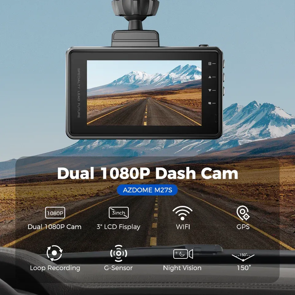 Azdome Mirror DashCam M27S 2 Channel 2K — 2