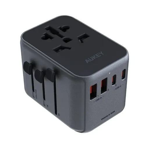 Aukey Minima Universal Adapter USB Ports-Black
