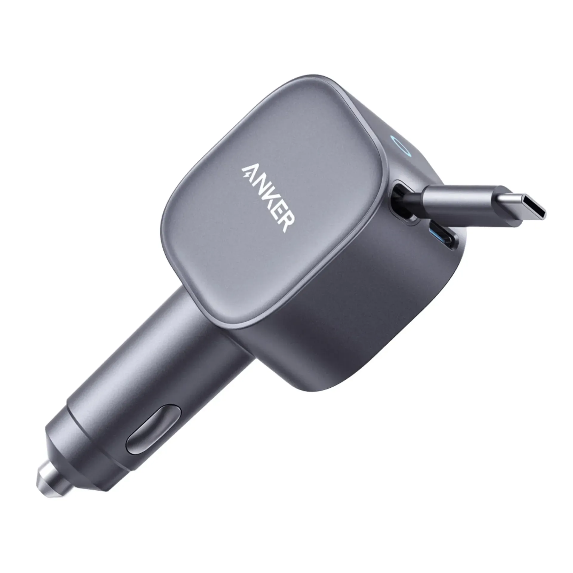 شاحن سيارة أنكر بقدرة 75 واط – منفذ USB-C مع كابل USB-C مدمج قابل للسحب
