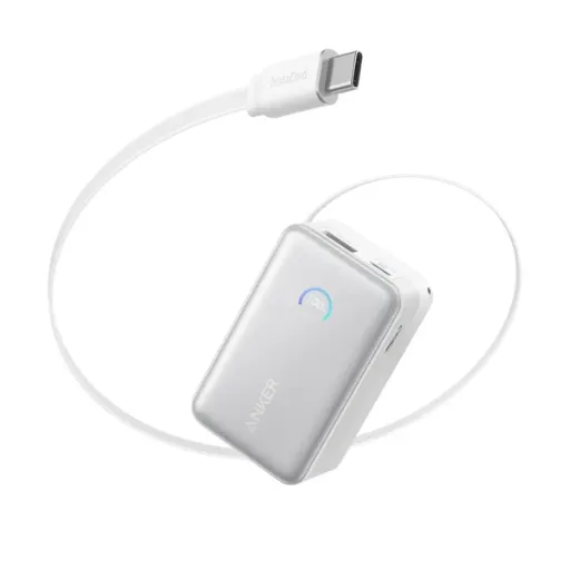Anker Nano Power Bank 10000mAh 45W with Built-in USB-C Cable-White