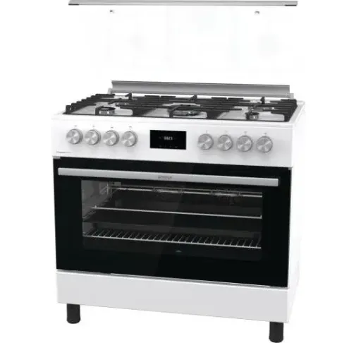 طباخ غاز مع فرن جورينجي - 90 سم - 5 عيون - أبيض - GGI9C21W