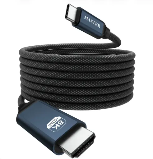 كابل USB-C إلى HDMI مغناطيسي ومجدول بقدرة 8K وتردد 60 هرتز بطول 2 متر - أسود