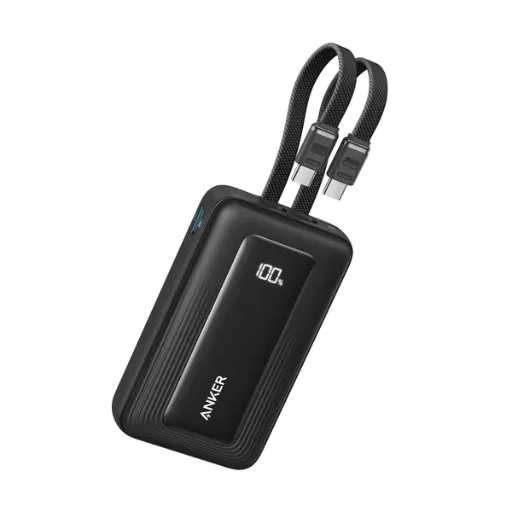 Anker Zolo Power Bank (10K, 35W, Built-In Dual USB-C Cables) (Black)